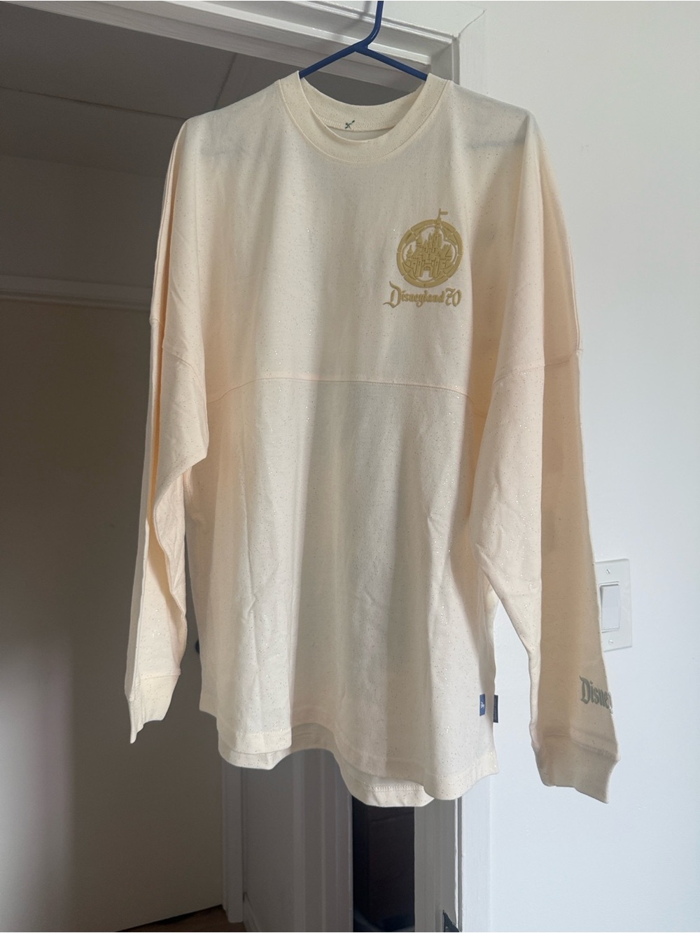 Disney Cream Long Sleeve Shirt with Gold Disneyland 70 Emblem